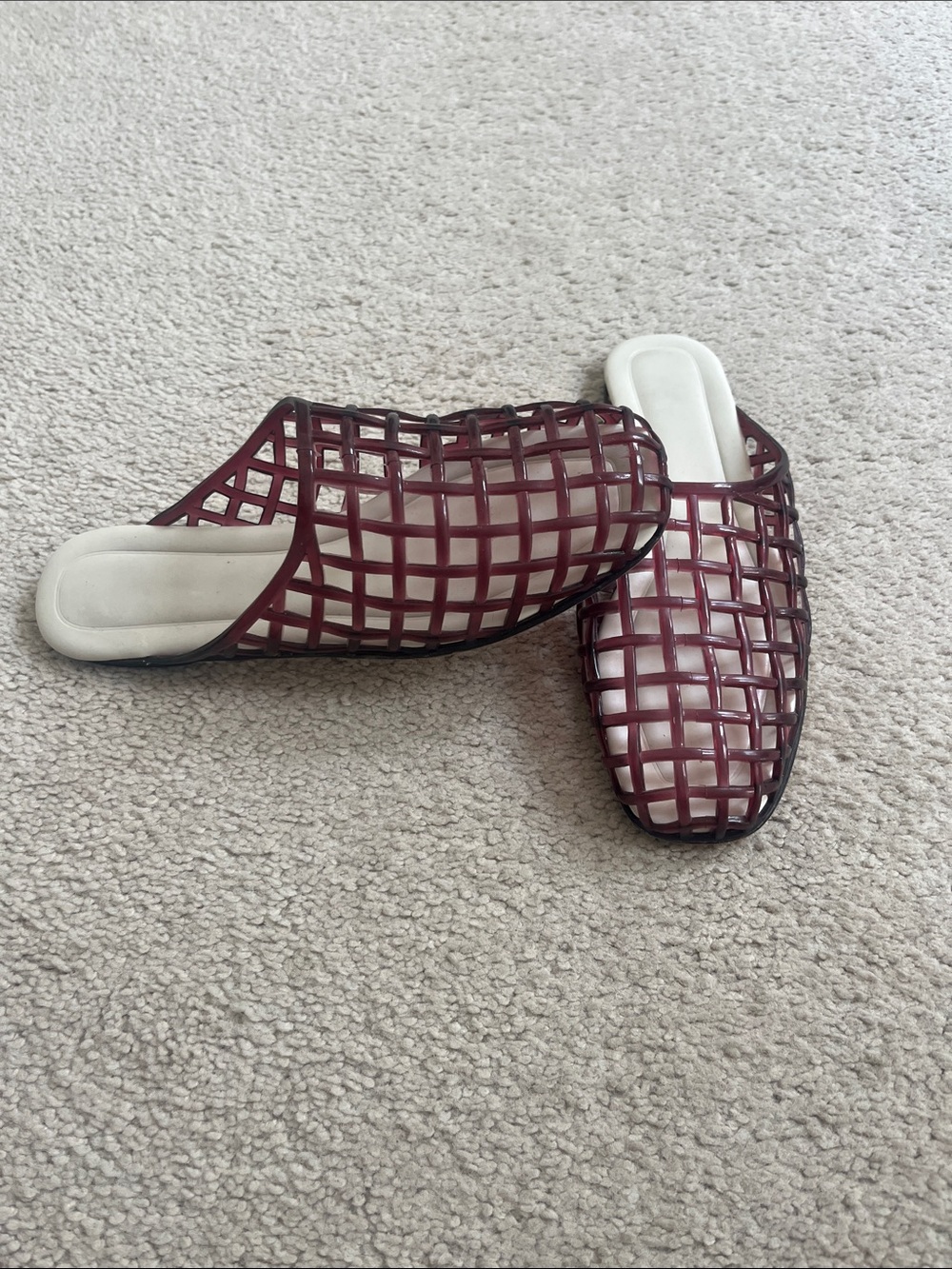 Woven Burgundy Slip-On Jelly Mules - Picture 3 of 5